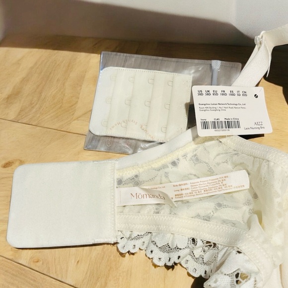 MOMANDA Women’s Lace Nursing Bra Bralette - Ivory – Size 38D - Picture 5 of 7